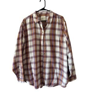 EUC Jachs Girlfriend XXL Women's Flannel Button Down Shirt with roll up sleeves